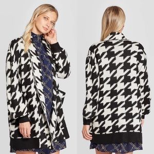 Who What Wear Houndstooth Sweater Cardigan, S